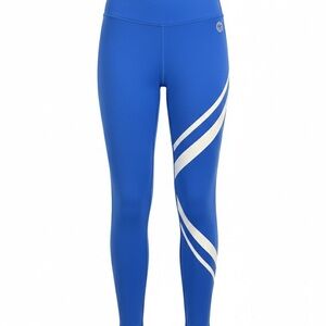 Tory Sport Women's Blue Leggings with White Stripes